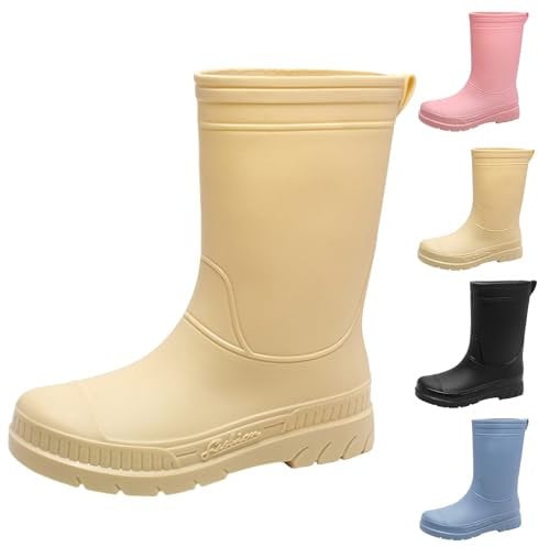 FGUUTYM Stivali di gomma da donna, in gomma, estivi, a mezza altezza, impermeabili, antiscivolo, da giardino, per escursioni, da giardino, da pioggia, giallo., 39 EU
