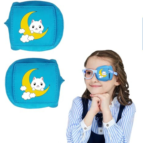KIRZAX 2 Pièces Cache Oeil pour Lunettes, Patchs Oculaires, Cache Oeil pour Couvrir Gauche ou Droit pour Enfants et Adultes pour Amblyopie Paresseuse Strabisme Améliorer la Vision