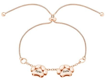 KWCLTH Personalisiertes Haustier-Pfotenarmband, individuell graviert mit 1–6 Namen, Armband mit Hunde- und Katzenpfotenabdrücken, Erinnerungsschmuck, Geschenk für Frauen und Tierliebhaber