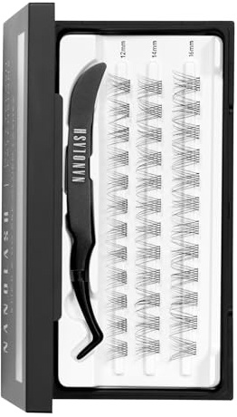Nanolash DIY Stick & Go Pre-Glued Lashes - self adhesive lash clusters, press-on lashes with tweezers (CLASSY)