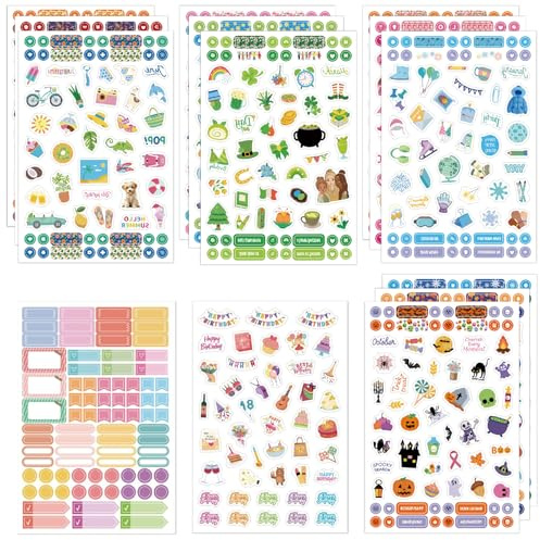 14 Blätter Jahreszeiten Sticker Set, Über 950 Sticker für Bullet Journal & Scrapbooking, DIY Deko Aufkleber für Fotoalbum, Tagebuch, Planer, Ideal für Kinder und Erwachsene Basteln