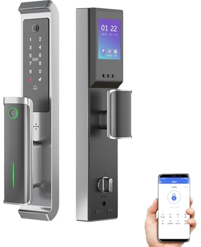 Smart Door Lock with 3.5in Monitor, WiFi Camera, Keyless Mortise Lock for Front Door, Video Intercom and Door Viewer