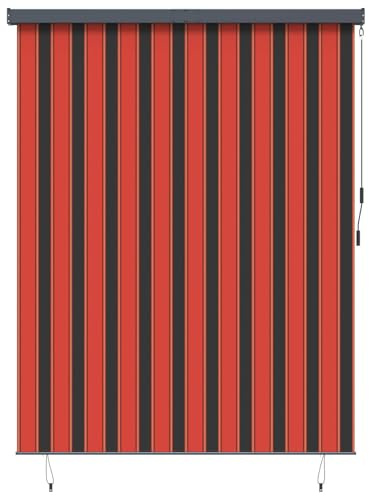 Rollo Orange und Braun 200x250 cm, Stoff Aluminium, Außenrollo mit Handkurbel, Sonnenschutz Verdunkelung für Balkon Garten Terrasse