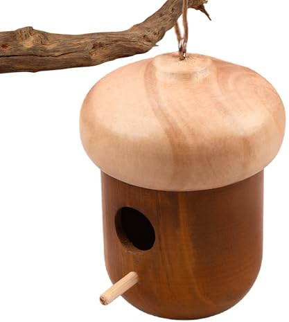 yanzisura Kolibri-Häuser, natürliches Holz, hängbares Nest mit Seil, Kolibri-Haus, für Garten, Baum, Terrasse, Balkon, Rasen, Hof, Innenfenster, Zuhause