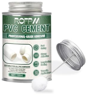 PVC Solvent Cement, PVC Pipe Glue, PVC Pipe Cement, Built-in Brush, 130ml | Pipe Fitting Glue, Fast Setting, Waterproof, PVC Cement for uPVC Pipes & Fittings, for Plumbing, Drainage Water Systems