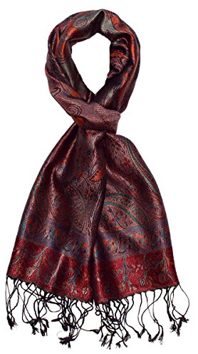 Lorenzo Cana - Herren Seidenschal Schal 100% Seide jacquard gewebt harmonische Farben mit Fransen 35 cm x 160 cm Paisleymuster Seidentuch 7818811