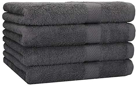 Betz 4 Stück Duschtücher Set Palermo Größe 70x140 cm 100% Baumwolle Badetuch Duschhandtuch Sporthandtuch anthrazit