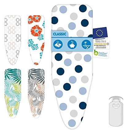 Copriasse da stiro Laundry Specialist Classic - 2 strati e dotato di schiuma da 3 mm - taglia L per una larghezza da 38 a 45 cm e una lunghezza da 120 a 125 cm - Copriasse da stiro universale