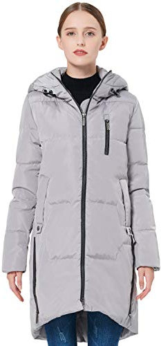 OROLAY Donna Elegante Piumino Inverno Giacca con Cappuccio Grigio XXL