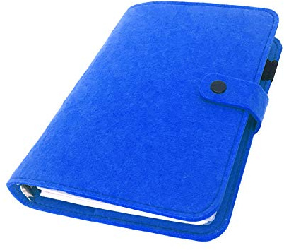 A6 / A5 6 trous feutre couverture anneau rond vue classeur dossier pour les protecteurs de feuilles en vrac (Cobalt Blue, A5 mini set)