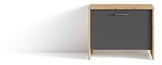 byLIVING Sitzbank BEN/Schuhschrank in Artisan Eiche-Optik Hellbraun/Front anthrazit/kleine Flur-Kommode mit Klappe und Einlegeboden/B 60, H 48, T 35 cm, 93188, Eiche Hell