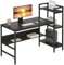 Dripex Computer Desk with 4 Tier Storage Shelves - 41.7 Inch Student Study Table with Bookshelf Modern Wood Desk with Steel Frame Home Office Workstation(Black)
