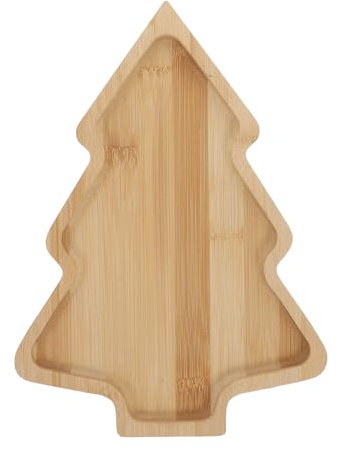 Amosfun Vassoio da portata in legno a forma di albero di Natale, tagliere per salumi per le vacanze, vassoio da portata per formaggio e dessert (28 x 20 cm)