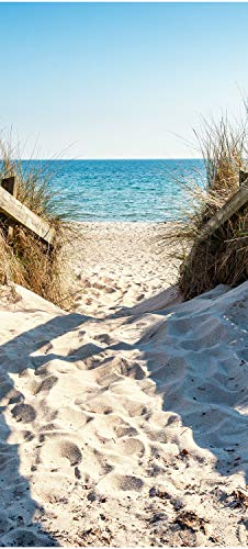 wandmotiv24 Türtapete Weg an den Sand-Strand, Meer, Wasser 90 x 200cm (B x H) - Dekorfolie selbstklebend Sticker für Türen, Türfolie, Aufkleber, M1134