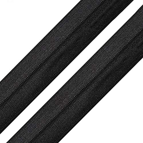maDDma ® 1m Einfassband 20mm hochelastisch 44% Elastan gefalzt Meterware Faltgummi Schrägband Schwarz, Größe:20mm, Farbe:schwarz