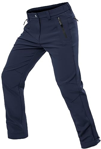 Cycorld Herren Wanderhose-Winter-Outdoorhose-Skihose,Thermohose Wasserdicht Gefütterte Softshellhose Winddicht Warm Fleece Schneehose Trekkinghose Skifahren Hundesport(Navy, S)