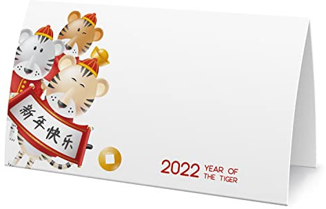 ZGN01 Tischkarten für chinesisches Neujahr, Tischkarten, Bankett-Tischkarten, Buffet-Tische, Lebensmitteletiketten, chinesische Neujahrspartys, 25 Stück