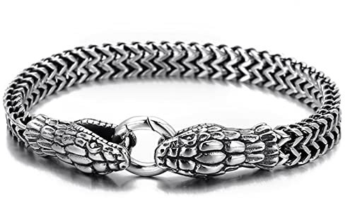 Flongo Herren Edelstahl Armband - Modisches Schlangen-Design für Junge Leute - Einzigartiges Horror-Element Armkette