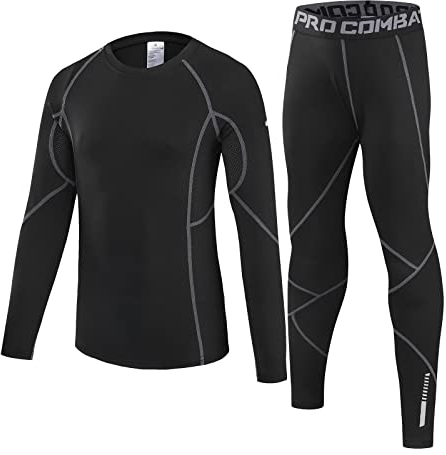 Leeboom Biancheria Intima Termica per Bambini, da Calcio, Traspirante, per Bambini, ad Asciugatura Rapida, per Allenamento, Sci, Ciclismo (Top + Pantaloni), in Pile., L