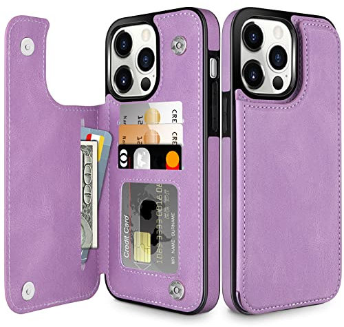 Coolden for iPhone 14 Pro Max Case Wallet Case with Card Holder Slot Shockproof Case Flip Folio PU Leather Wallet Magnetic Closure Protective Case Cover for iPhone 14 Pro Max Phone Case (Purple)