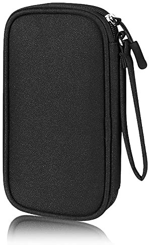 Electronics Carrying Pouch Case Bag Cable Charger Organizer Case Travel Shockproof Cord Case for Cellphone Earphone Powerbank USB Hard Drive SD Card memory cards cables external driver (A-S-Black)