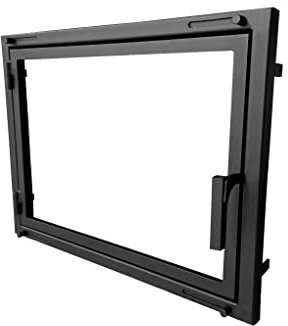 New Backofentür 60x60 Kamintür mit Glas Ofentür Kamintür Pizzaofentür Gußeisen Steinofentür Das Türchen zum Ofen | Öffnungsrichtung: Rechts | Der Griff Links | Modell X6 Schwarz