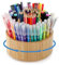 SOUJOY Bamboo Pen Holder Organizer, 360°Rotating Art Supply Organizer with 11 Compartments, Color Pencil Storage Caddy, Hold 200+ Pencils, Office Desk Stand Box for Marker Pens, Pencil, Art Brushes
