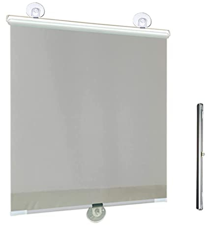 KOOEIN Saugnapf-Fensterrollos, Sonnenschutz Verdunkelungsrollos, temporärer vorhänge, 30×125/60×125cm Einziehbarer Rollo für Balkon verdunkelung Jalousie, leicht,Grey-50x125cm/20x49in