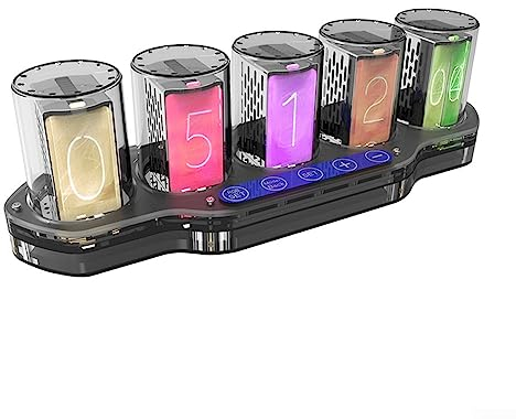 SPORTARC Nixie Röhrenuhr, RGB, kreative Uhr, 16 Millionen Farben, Modi-Anpassungen, RGB-LED-Röhrenuhr, einstellbare Farben mit 24 Stunden, für Tisch, Schlafzimmer