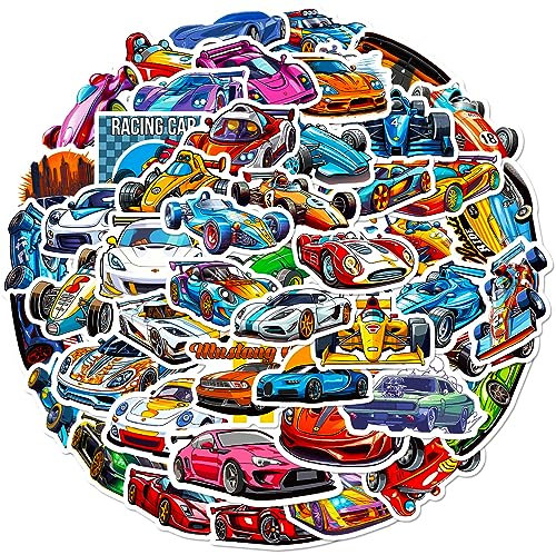 Bric Dodo 50 Stück Lustige Rennen Aufkleber Auto Laptop Telefon Gitarre Skateboard Motorrad Fahrrad Rennen Stickers Set Vinyl Wasserdicht Aesthetic Aufkleber für Jugendliche Kinder Erwachsene