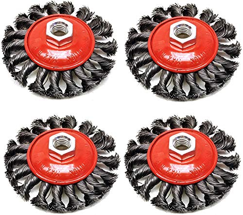 4x Kegelbürste Drahtbürste Topfbürste M14 für Flex Ø 100 mm gezopft Kegel bürste 4