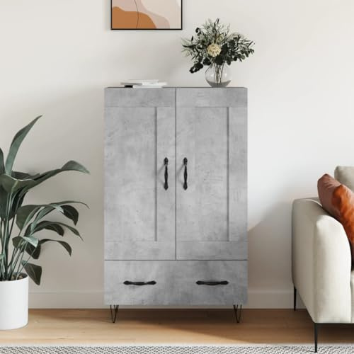 ZEYUAN Aparador Alto Madera de ingeniería Gris hormigón 69,5x31x115 cm, Aparadores para Salon, Aparador Entrada Recibidor, Aparador Cocina, Vitrinas para Salon, Muebles Auxiliares830320