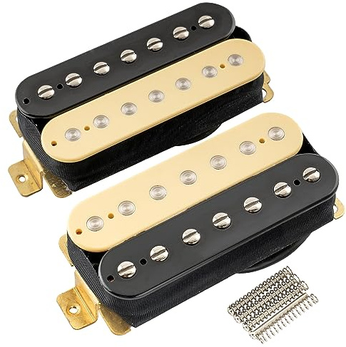 Artec HBA117 Alnico 5 Descubierto Pastilla Humbucker Pickups Set para Guitarra Eléctrica 7 Cuerdas, Zebra