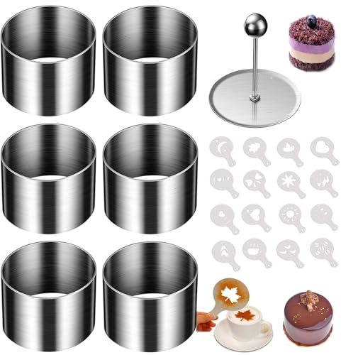 6 pièces Anneaux de dessert Bagues à gâteau Anneaux de cuisine Anneaux à Gâteau Mousse Ronds en Acier Cercle a Patisserie Moule Anneau de gâteau en acier inoxydable Pour mousse Sweet cake DIY Ø 6cm