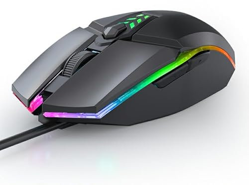 Ergonomic Wired Gaming Mouse S700 – Adjustable 1600 DPI, Silent Click Buttons, Optical Precision, RGB Lighting, Plug & Play – Compatible with Windows & Mac OS (Black)
