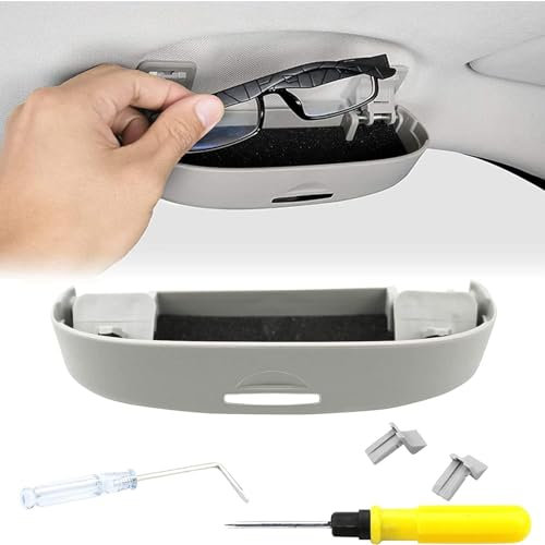 Porta Occhiali da Sole Auto per Alfa Romeo Giulia Stelvio Mito Giulietta Tonale Alfa 4C, ABS Portatile Portaocchiali Visiera Supporto per Occhiali Organizer Vani Contenitori Interni Accessorio