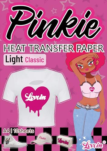 Lovein Heat Transfer Paper 1.0 A4 10 Sheets Iron-on Transfer Paper White Cotton Fabric Light Inkjet Printer Tshirt Printing Paper Printable Vinyl Transparent Film No Blank(LI-H-L1.0-10)