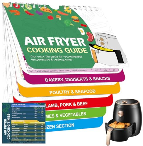 Neyeau Air Fryer Magnetic Cheat Sheet Recipe Cook Guide Book Celsius Centigrade Fahrenheit Cook Times Chart Cooking Measurements for Food Air Fryer Accessories Recipes Reference Guide