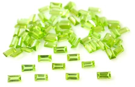 Lot de 25 Pièces AAA qualité naturelle Péridot 2x4mm forme Baguette à facettes coupe calibrée taille lâche pierres précieuses | 2x4mm Péridot Baguette de couleur Verte pour la fabrication de bijoux
