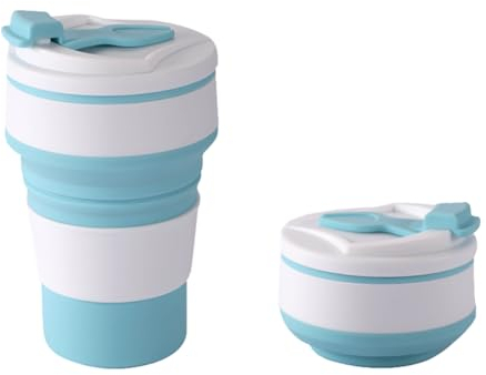 Aiweijia Vasos de silicona plegables, vasos de silicona plegables con tapas de plástico, 350ml juego de vasos portátiles reutilizables para picnic, camping, viajes de senderismo