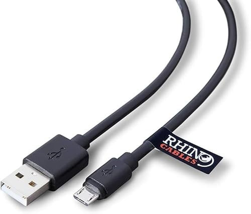 rhinocables USB v2.0 A to USB Micro Type B | Fast Charging & Data Transfer | USB 2.0 Speeds Up to 480 Mbps | Compatibility for Gaming Consoles, Cameras, Smartphones, Tablets & More (1.8m,Pack of 3)