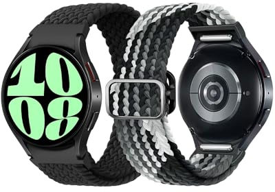 SimpleThings 2 cinturini in nylon intrecciato con un clic per Samsung Galaxy Watch 7/6/5/4 40 mm 44 mm/Watch 6 Classic 43 mm 47 mm/Watch 5 Pro 45 mm/Watch 4 Classic 42 mm 46 mm, Sport di ricambio