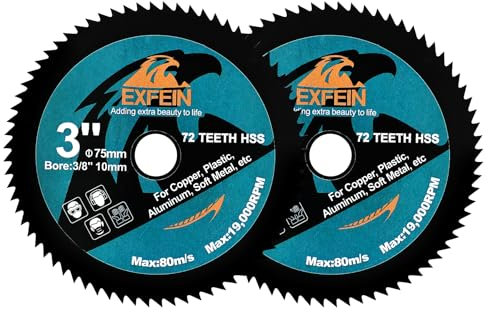EXFEIN 75mm HSS Kreissägeblatt 2 Stück, Hochgeschwindigkeitsstahl-Trennscheibe zum Schneiden von Weichmetall Kupfer Aluminium Holz Kunststoff Diamantscheibe