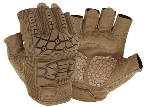 Seibertron T.H.F.I.G Handschuhe Halbfinger fingerlos Herren Taktische Militär Flexibler TPR-Aufprallschutz für Airsoft Braun XL
