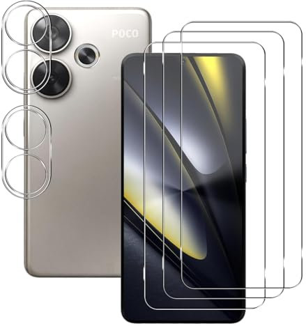 Rnnmeeko [3+2 Piezas Protector de Pantalla para Xiaomi Poco F6 Cristal Templado, Vidrio Templado Y Protector de Lente de Cámara, Screen Protector para Xiaomi Poco F6