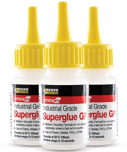 3x INDUSTRIAL SUPERGLUE GP MEDIUM VISCOSITY 20G CYN20 SMALL TIP