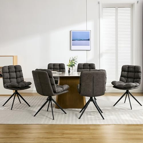 LONXIU Esszimmerstühle 6er Set, Esszimmerstühle drehbar mit abnehmbarem Kissen, Moderner Stil Polsterstühle für Esszimmer, Wohnzimmer, Arbeitszimmer, Grau