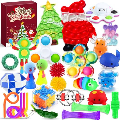 Edmirfun Adventskalender 2024 Kinder,Fidget Toys Weihnachtskalender,24 Tage Weihnachten Countdown Kalender,Adventskalender Kinder,Antistress Spielzeug,Weihnachten Geschenk für Kinder, Jungen, Mädchen