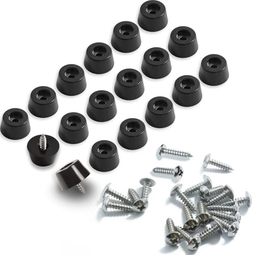TopPerfekt 18 Pieces Soft Cutting Board Rubber Feet with 304 Stainless Steel Screws, 0.31 x 0.59 (HD), Not Slip, Non Marking, Anti-Skid, Fine Grips for Furniture, Electronics and Appliances