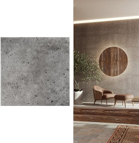 MDEKOR Lot de 120 panneaux muraux en béton - 50 x 50 cm - Revêtement mural XPS 3D aspect béton - 120 pièces = 30 m² - Gris foncé - Panneaux décoratifs en Porystyrène, pour l'intérieur